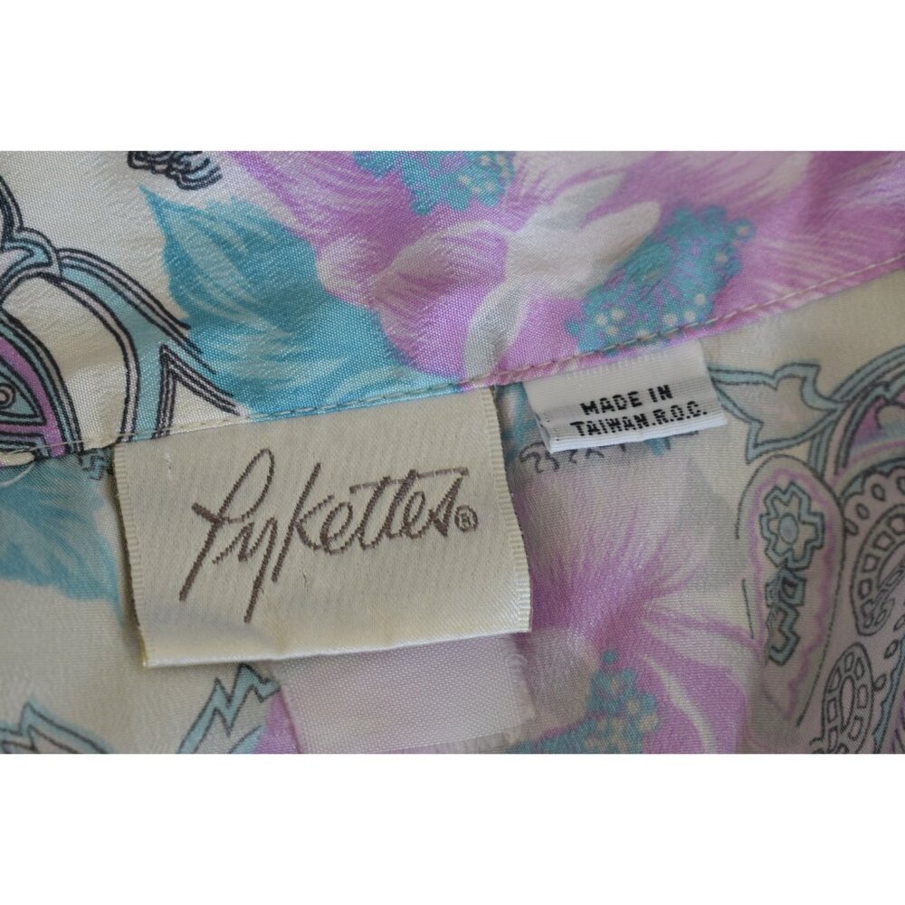 Vintage 70s Floral‎ Paisley Pastel Secretary Blouse / Detachable Bow - Picture 7 of 10